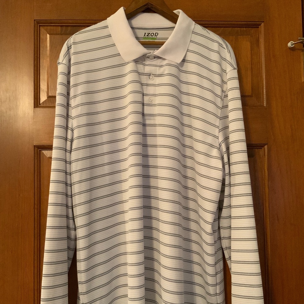 Izod LS Performance Golf Polo, XXL, White/Grey
